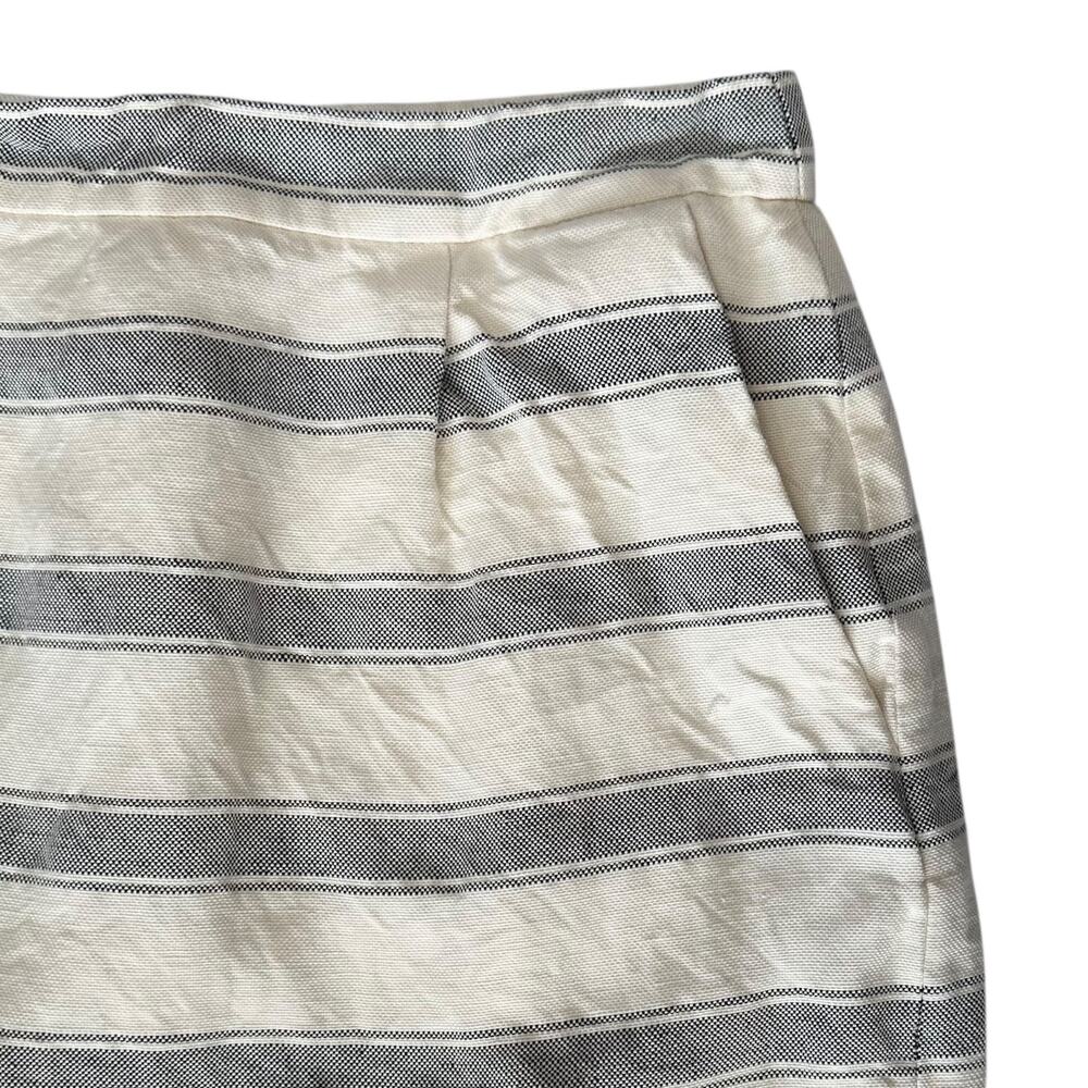 J. Crew Salon Mini Skirt in Stripe Linen A2841 Gray White Size 00 - Picture 4 of 7